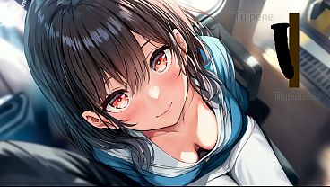 JOI HENTAI – Traviesa te masturba en el tren japonés. Voz española.